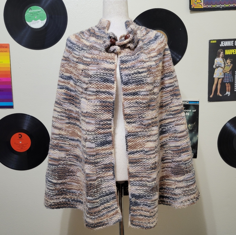 Vintage Knit Poncho Cape
